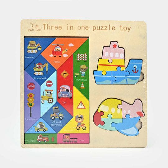 Wooden Slate 3 In 1 Puzzle Toy for Kids