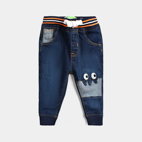 Infant Boys Denim Pant Monster-Mid Blue
