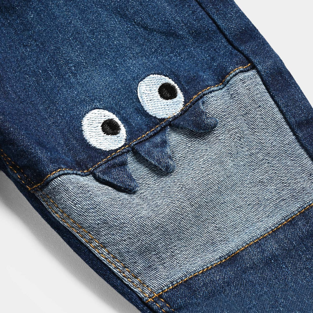 Infant Boys Denim Pant Monster-Mid Blue