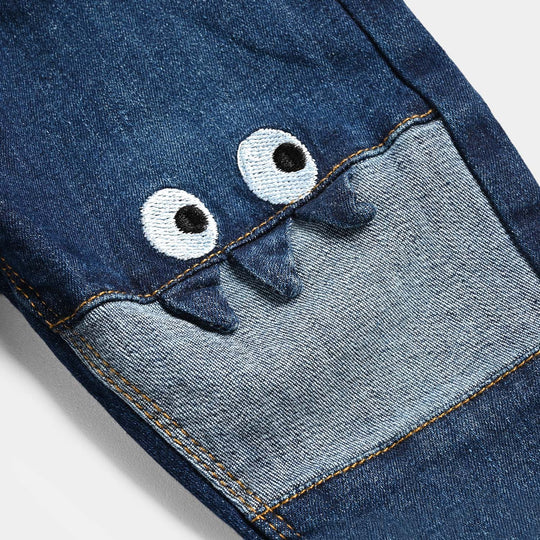 Infant Boys Denim Pant Monster-Mid Blue
