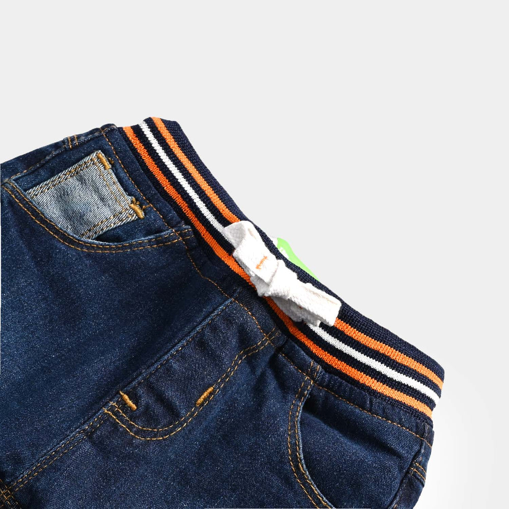 Infant Boys Denim Pant Monster-Mid Blue