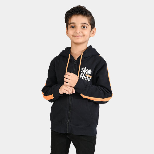Boys Jumbo Pique Knitted Jacket Skate Rider-NAVY