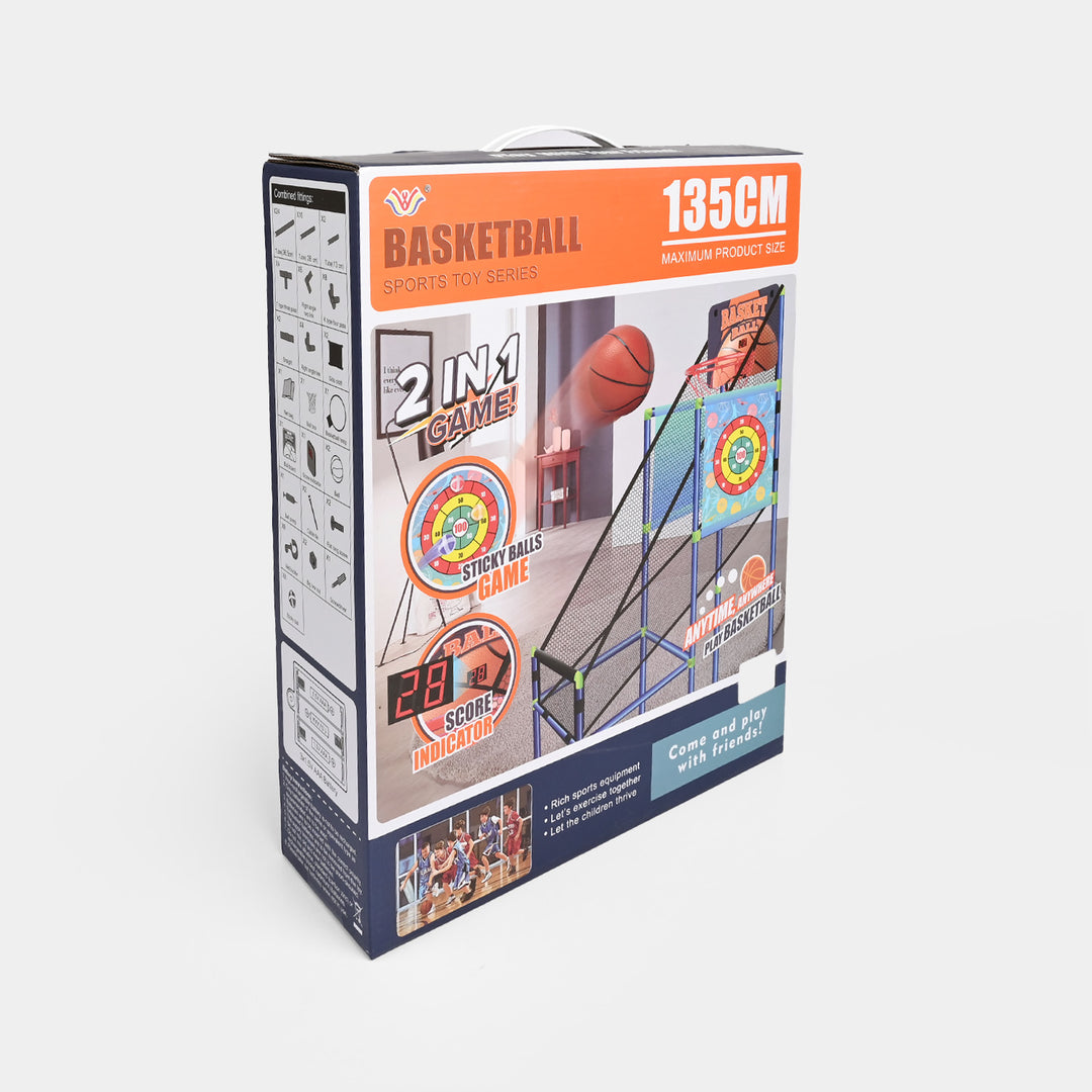 2-in-1 Arcade Basketball & Sticky Ball Target Game Set
