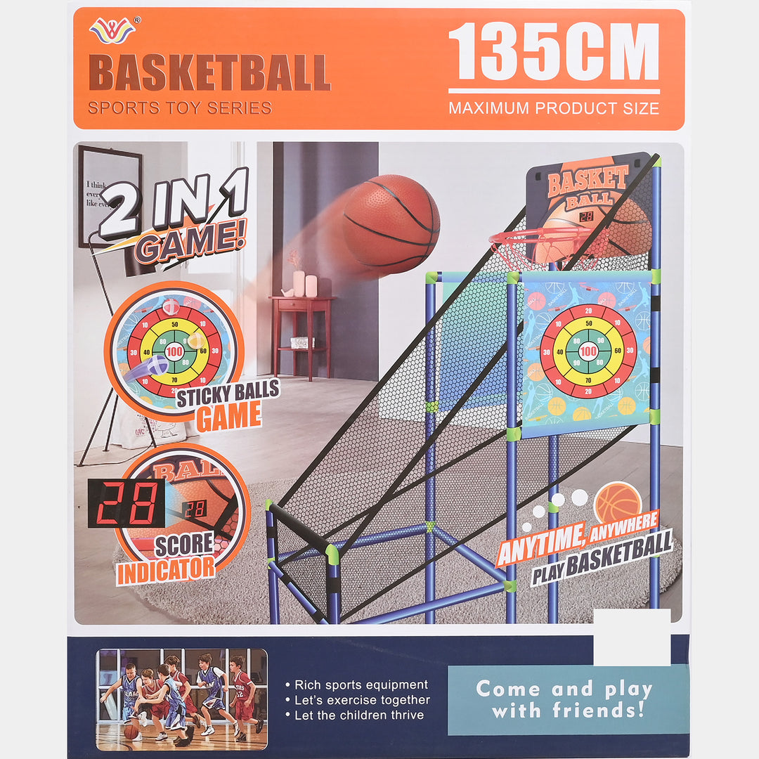 2-in-1 Arcade Basketball & Sticky Ball Target Game Set