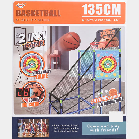 2-in-1 Arcade Basketball & Sticky Ball Target Game Set