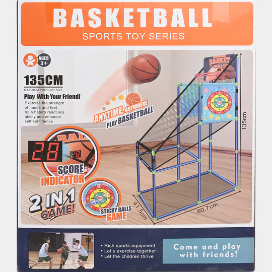 2-in-1 Arcade Basketball & Sticky Ball Target Game Set