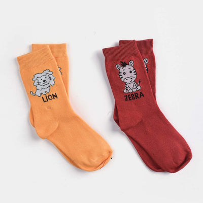 Infant Boys Pack of 2 Socks Lion & Zebra-mix