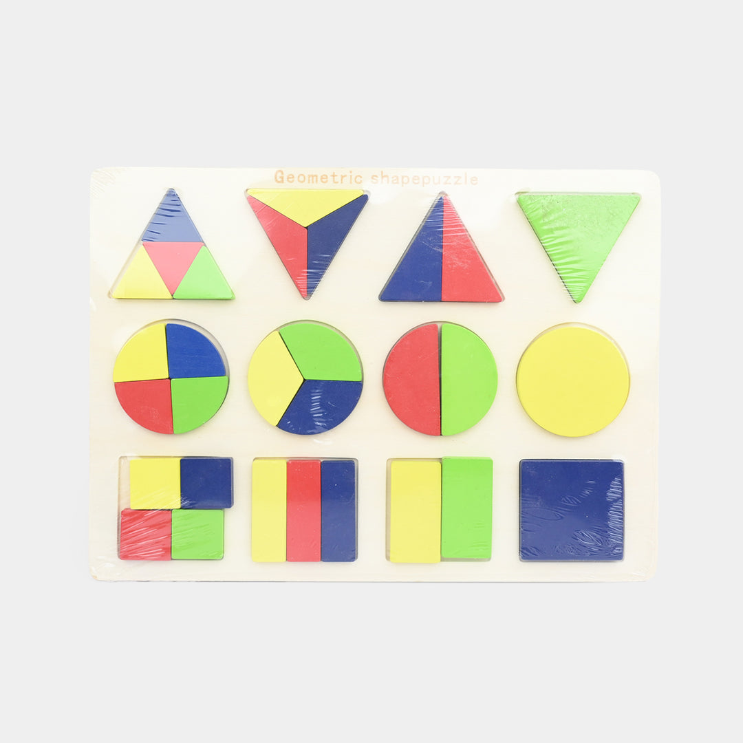 Educational Wooden Shape Matching & Fraction Puzzle Board Toy