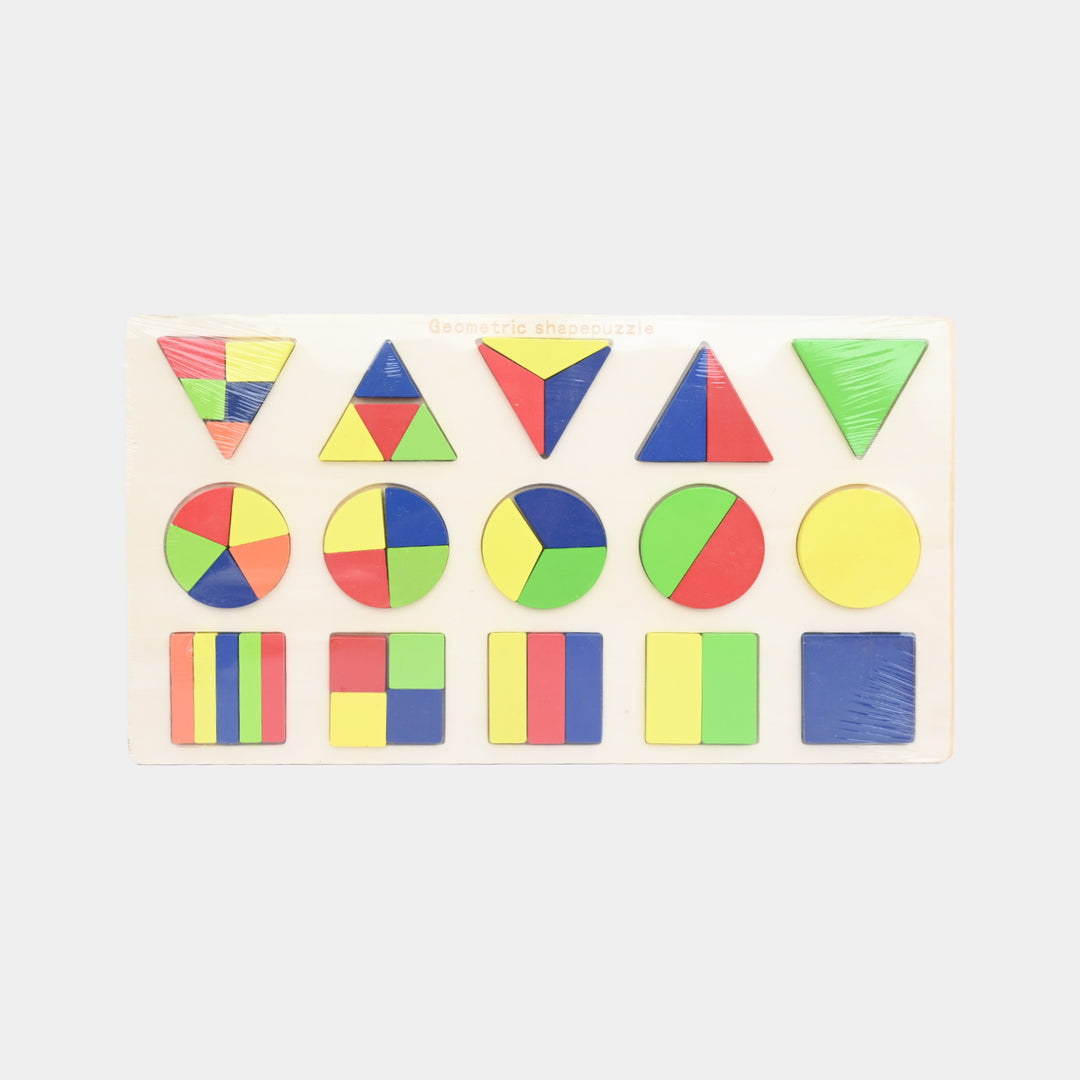 Educational Wooden Shape Matching & Fraction Puzzle Board Toy