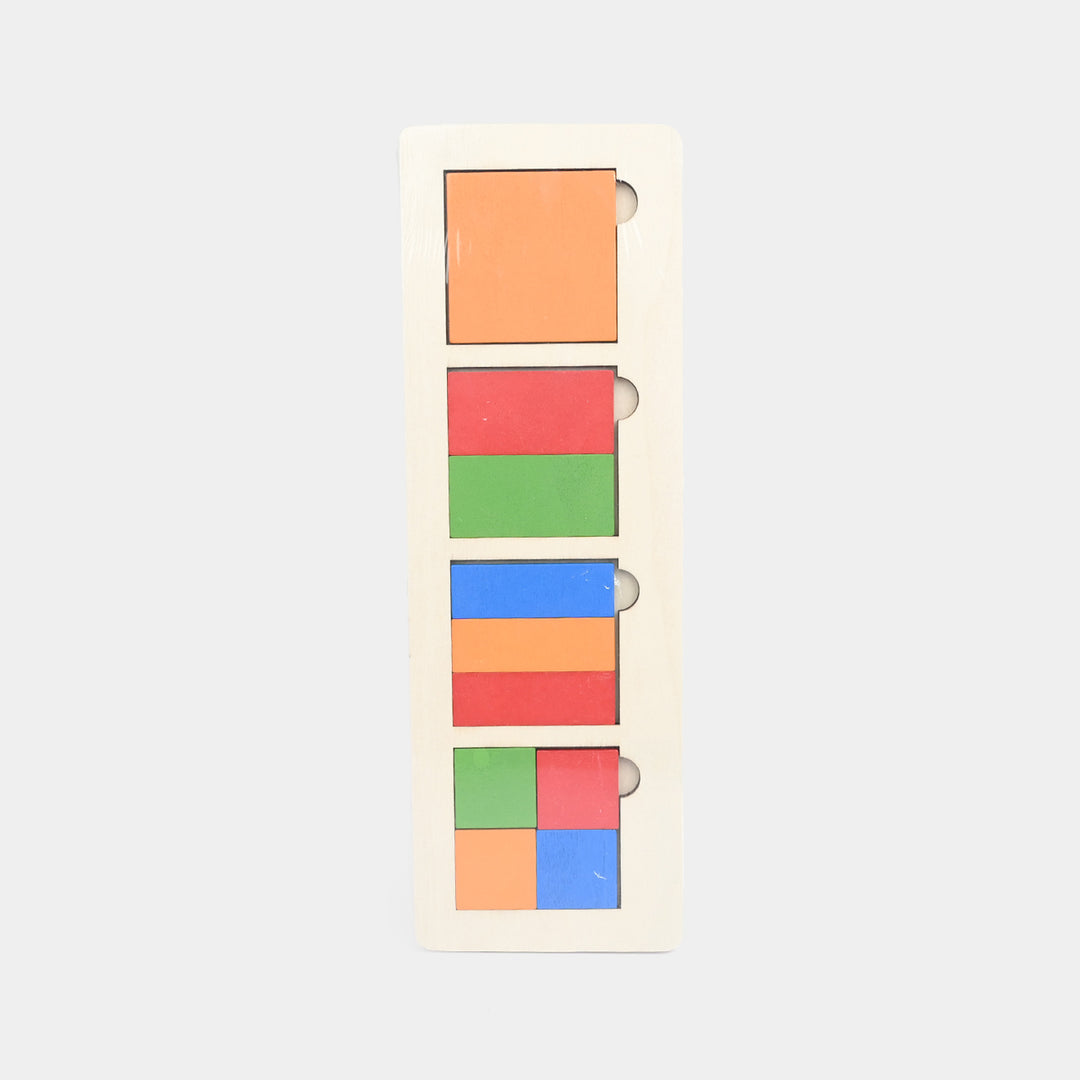 Wooden Geometric Square Fraction Puzzle Board Toy