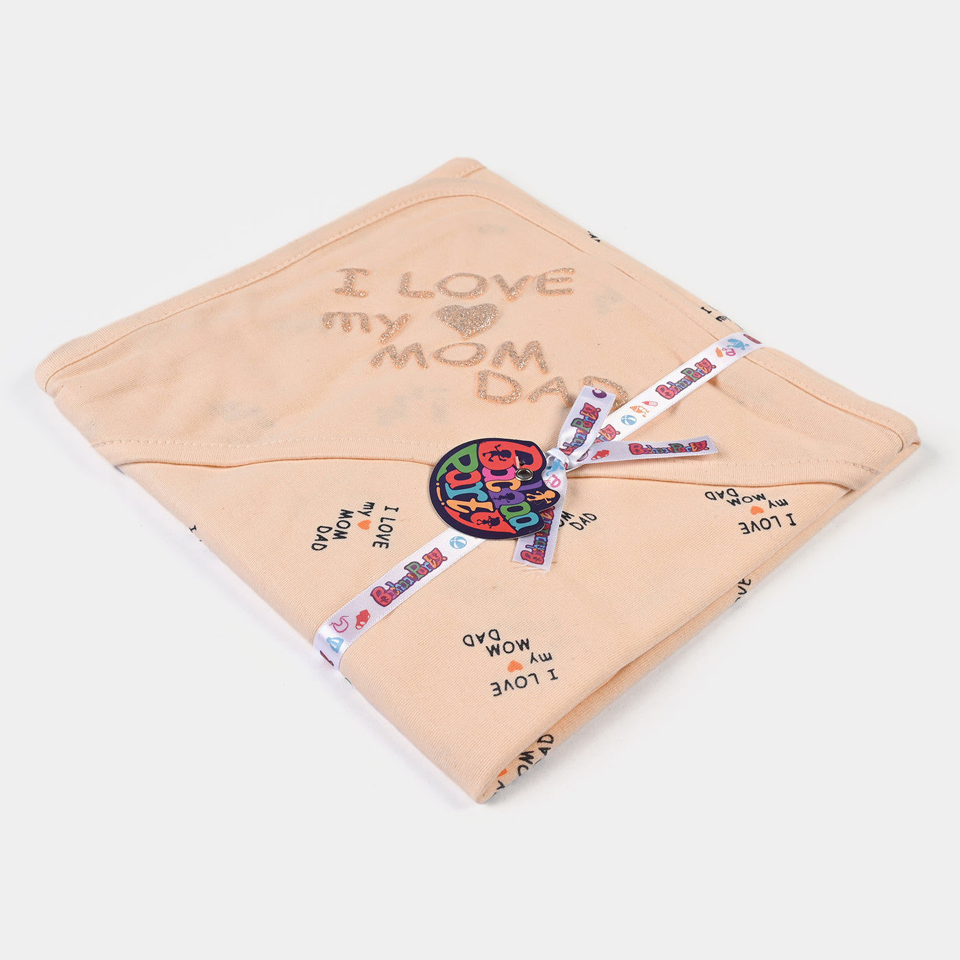 Baby Wrapping Sheet I Love Mom Dad | Peach