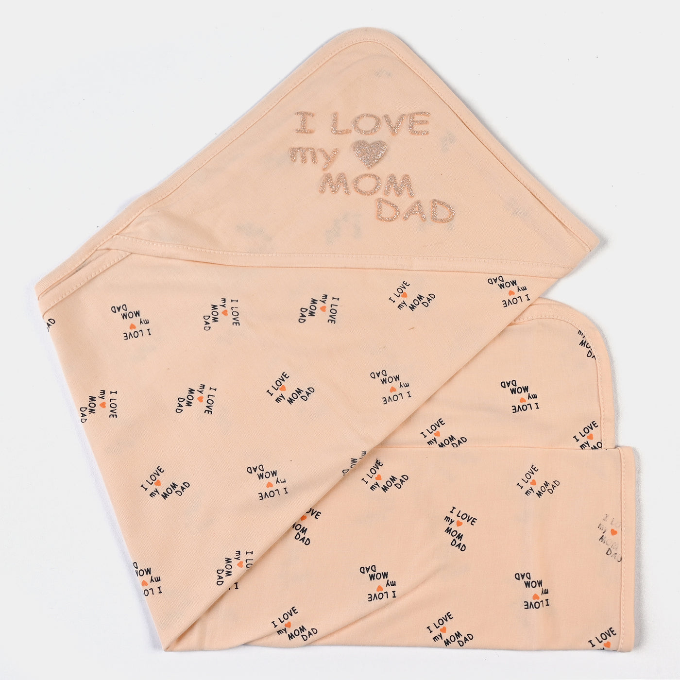 Baby Wrapping Sheet I Love Mom Dad | Peach