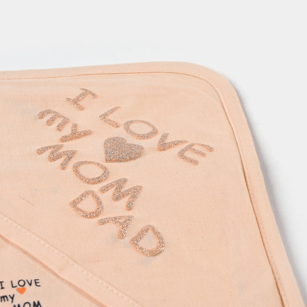 Baby Wrapping Sheet I Love Mom Dad | Peach
