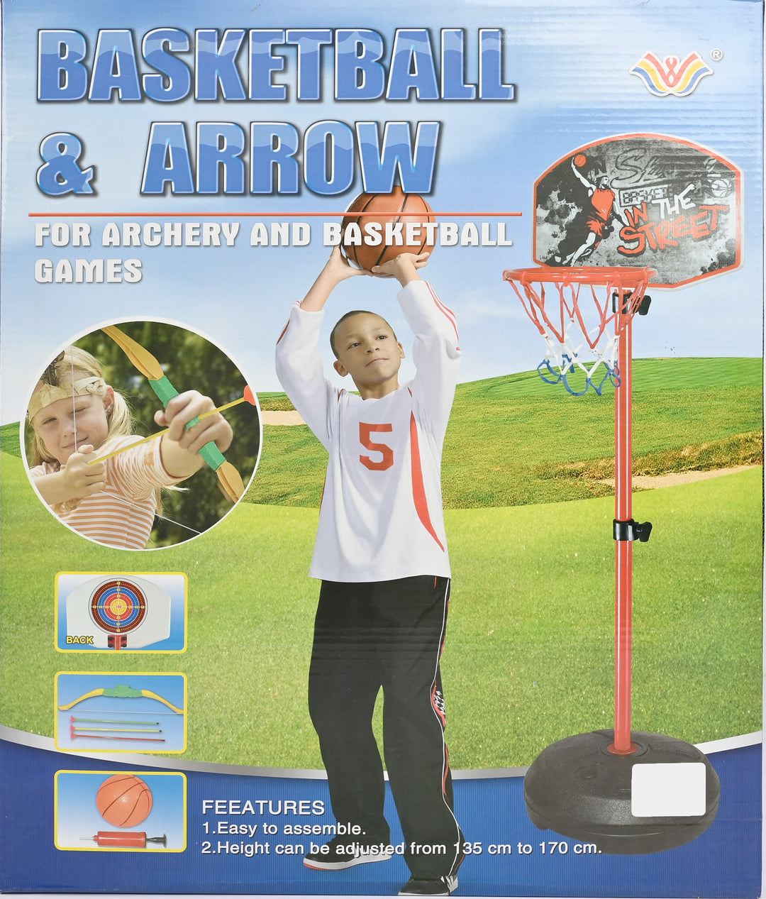 2-in-1 Basketball & Archery Playset