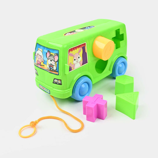 Colorful Shape Sorter Bus Design Puzzle Toy for Kids