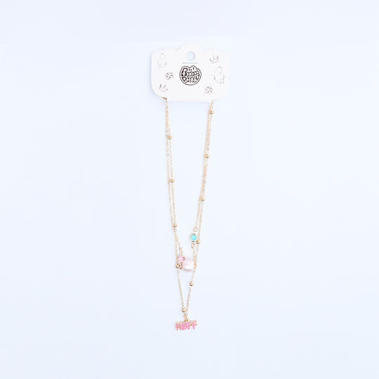 2-in-1 Chain Beads Pink Pendant Necklace