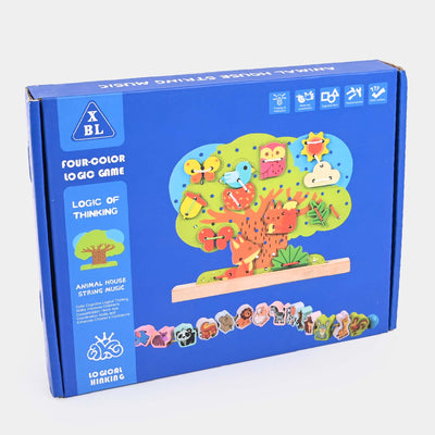Wooden Toy Four Color Threading Board Game