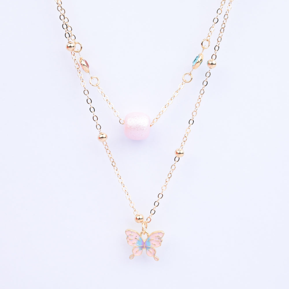 2-in-1 Chain Beads Heart Pendant Necklace