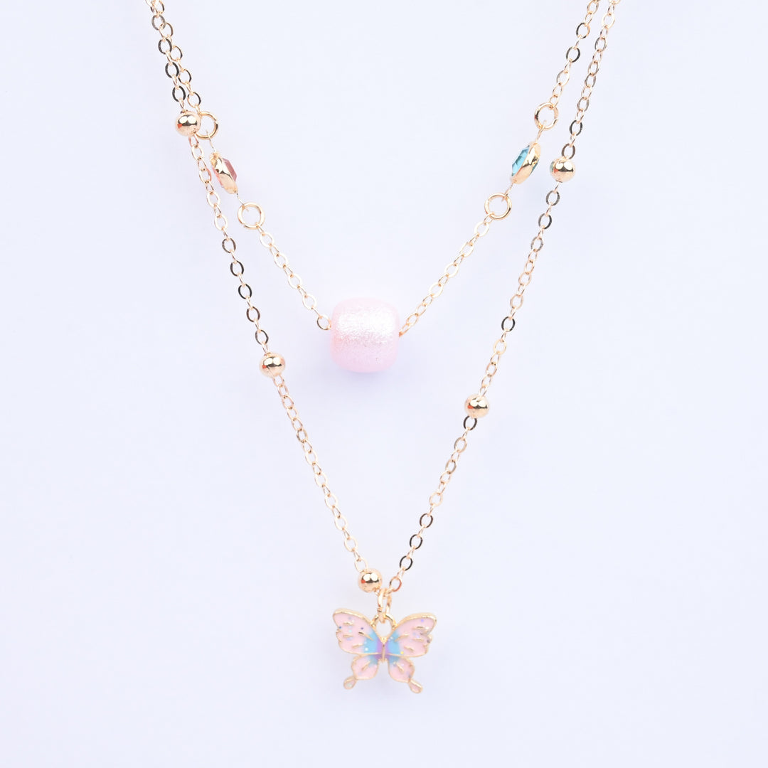 2-in-1 Chain Beads Heart Pendant Necklace