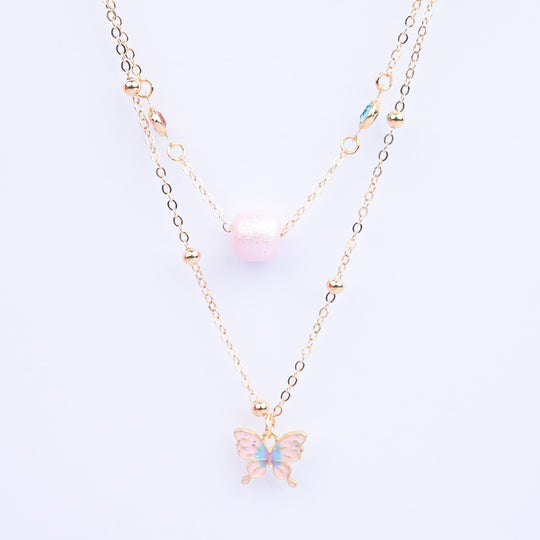 2-in-1 Chain Beads Heart Pendant Necklace