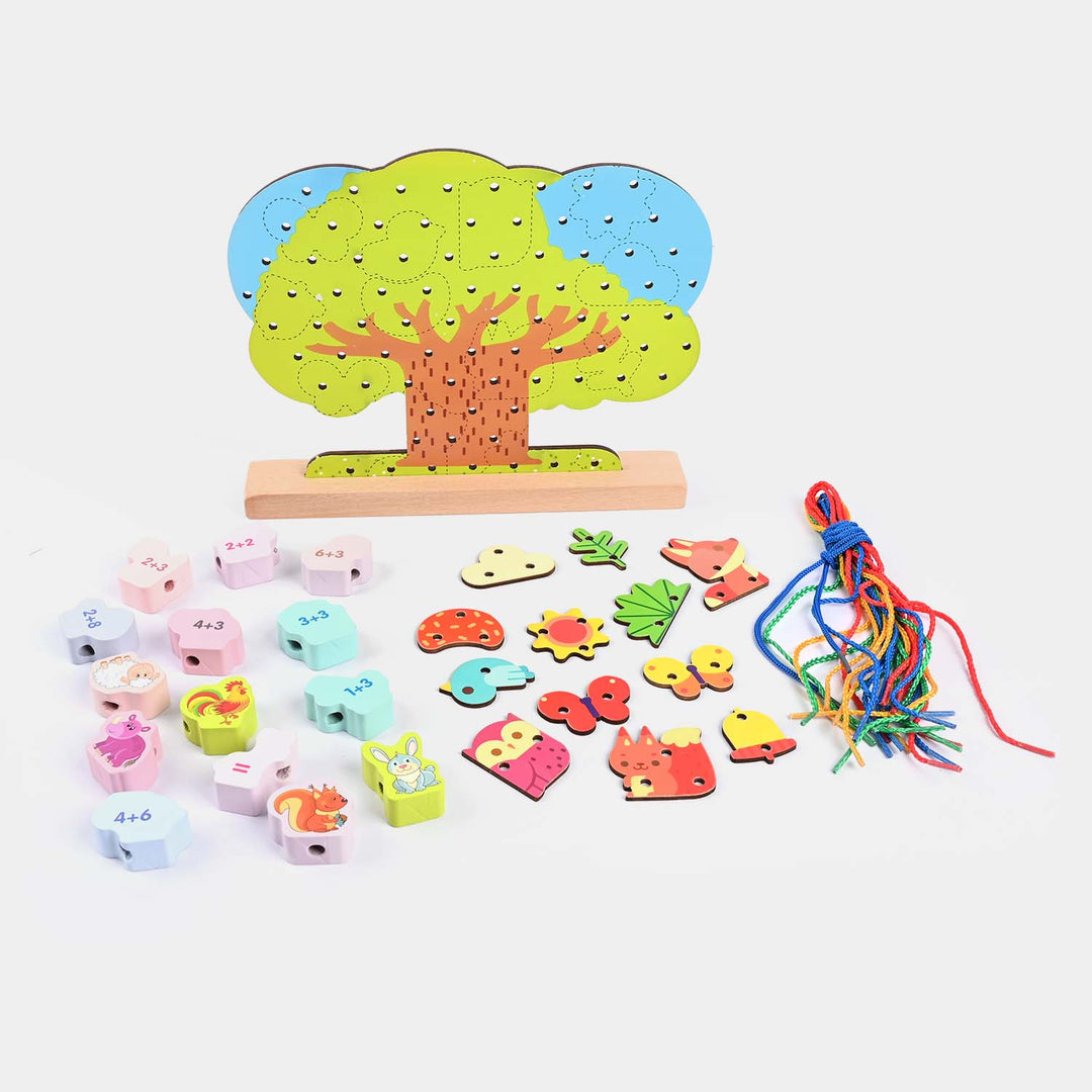 Wooden Toy Four Color Threading Board Game