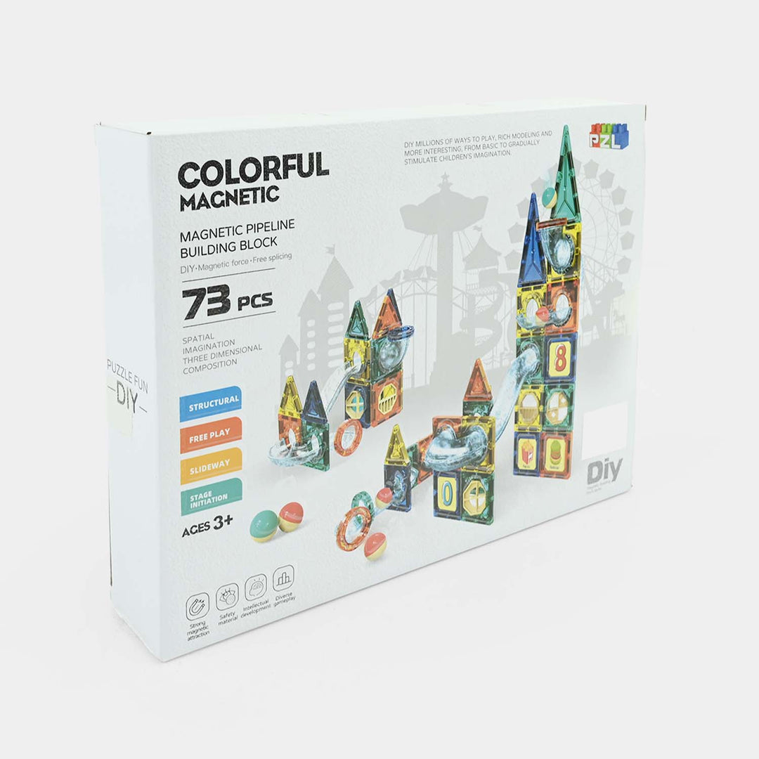 Colorful Magnetic Pipeline Building Block Set (73 PCS)