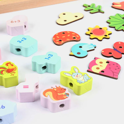 Wooden Toy Four Color Threading Board Game