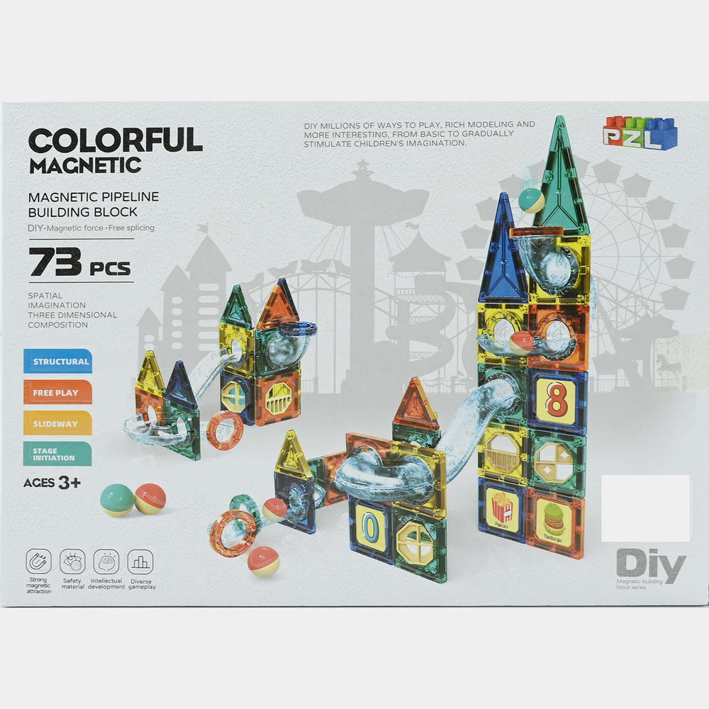 Colorful Magnetic Pipeline Building Block Set (73 PCS)