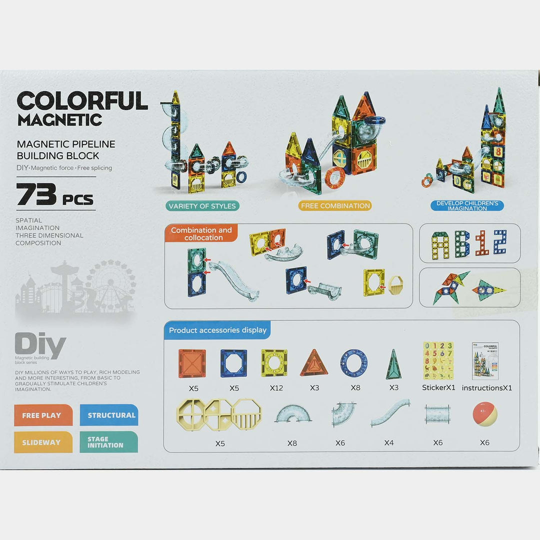 Colorful Magnetic Pipeline Building Block Set (73 PCS)