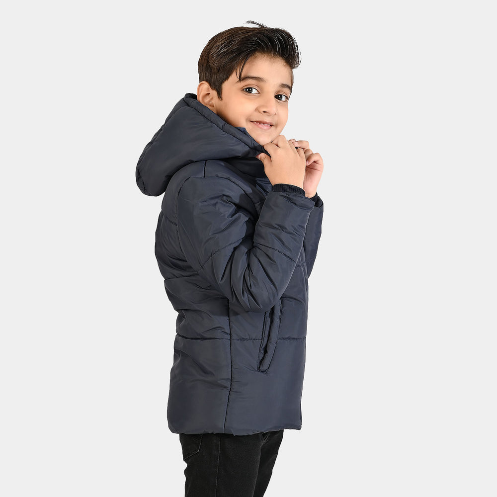 Boys Quilted Hooded Jacket F/S In Sports-NAVY