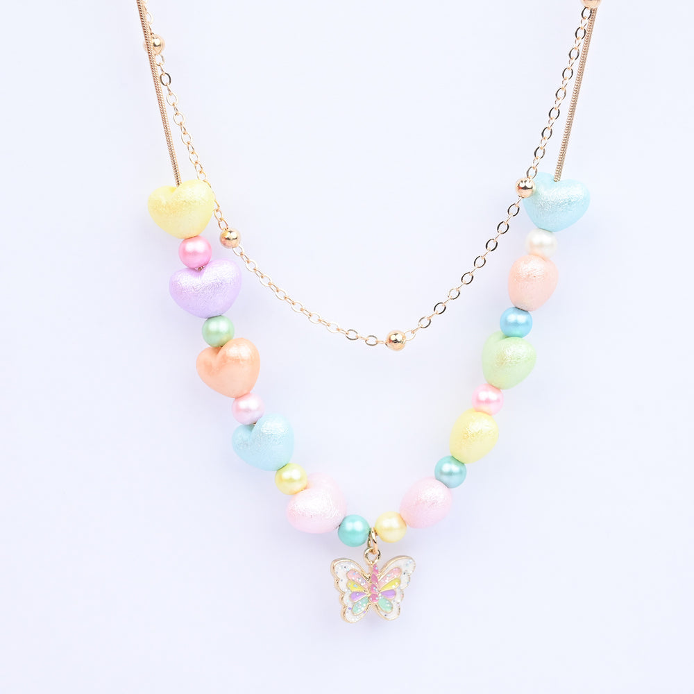 2-in-1 Chain Beads Butterfly Pendant Necklace