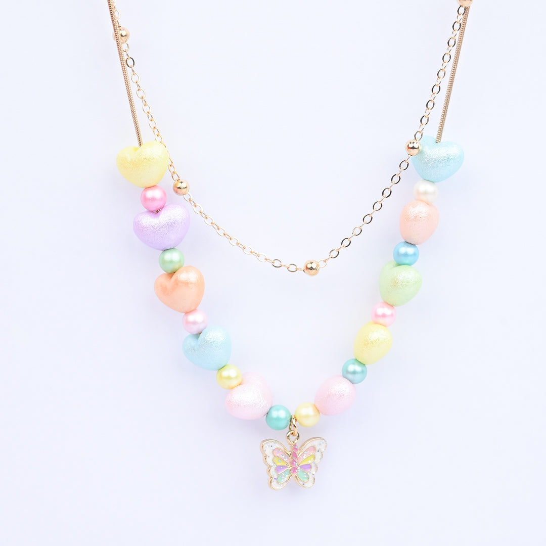 2-in-1 Chain Beads Butterfly Pendant Necklace