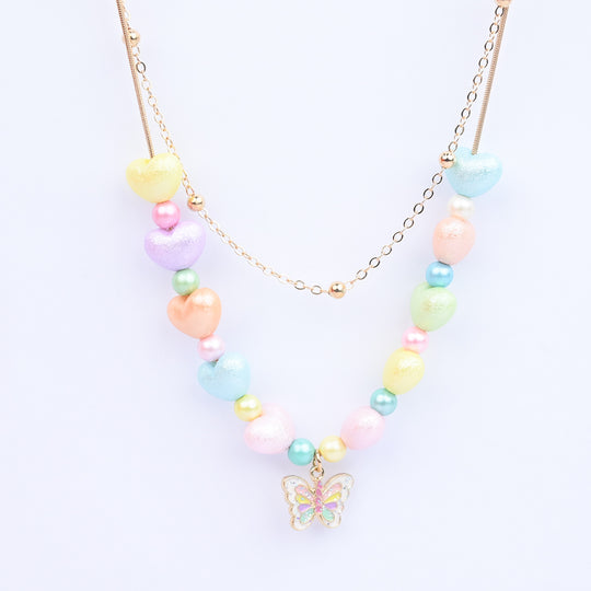 2-in-1 Chain Beads Butterfly Pendant Necklace