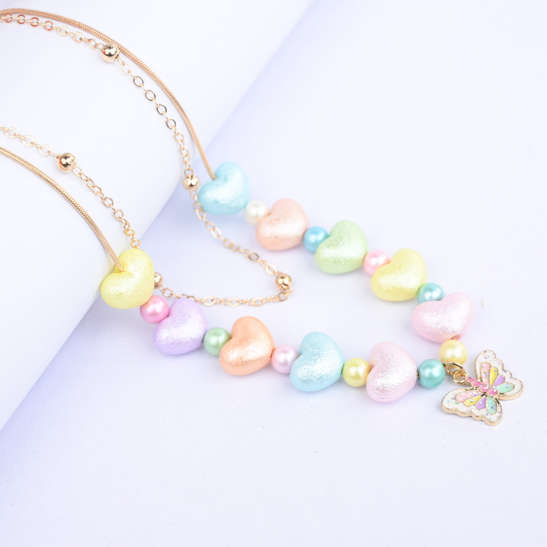 2-in-1 Chain Beads Butterfly Pendant Necklace