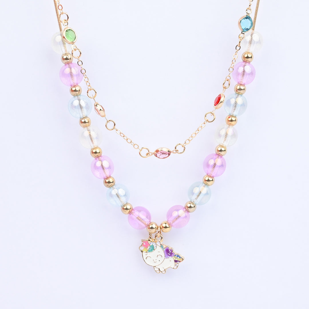 2-in-1 Chain Beads Pendant Necklace