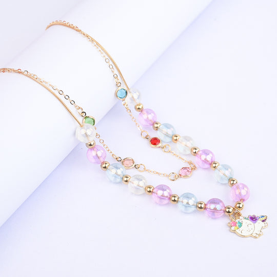 2-in-1 Chain Beads Pendant Necklace
