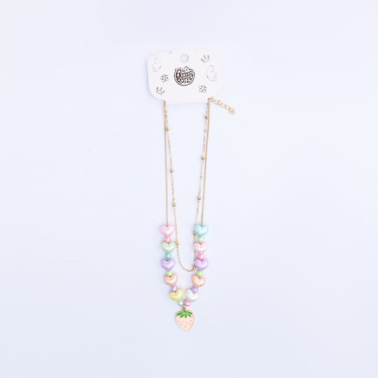 2-in-1 Chain Beads Strawberry Pendant Necklace