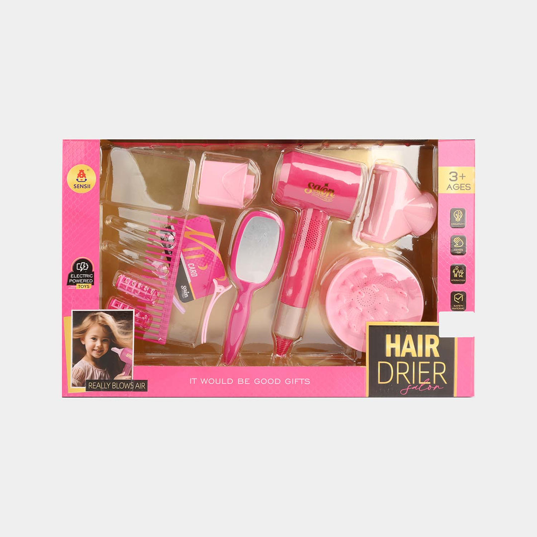Kids Electric Hair Drier Salon Pretend Play Set
