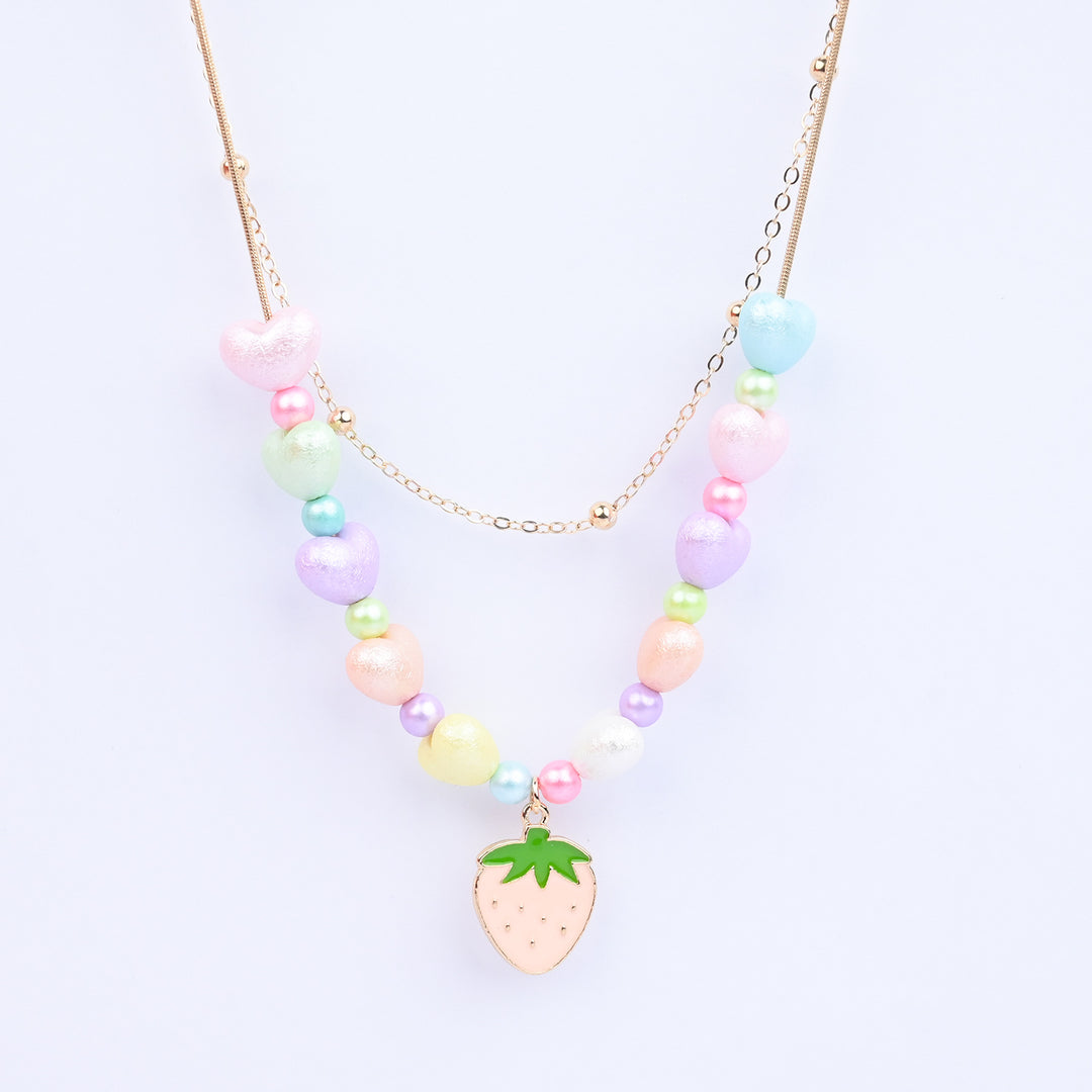 2-in-1 Chain Beads Strawberry Pendant Necklace