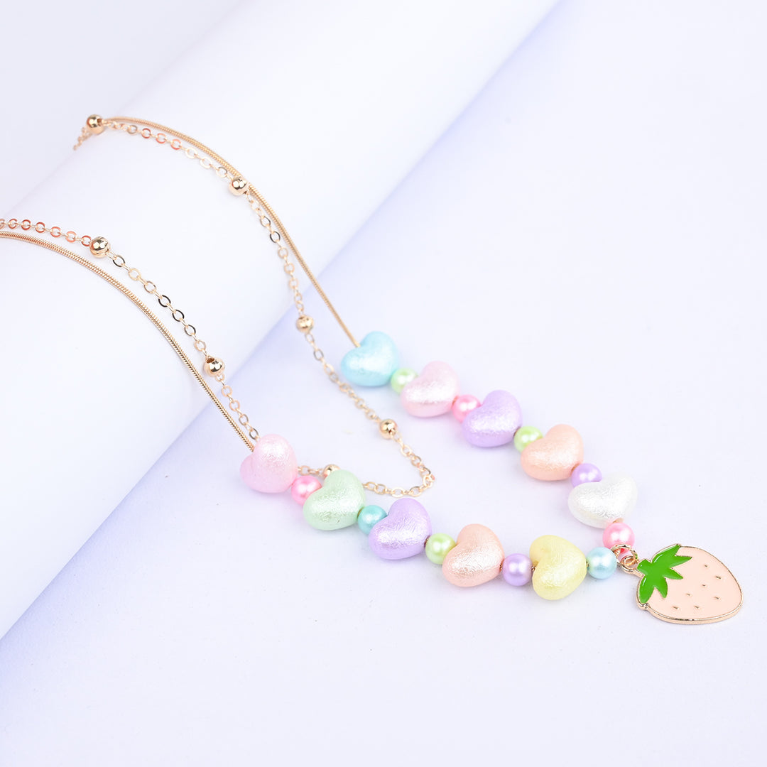 2-in-1 Chain Beads Strawberry Pendant Necklace
