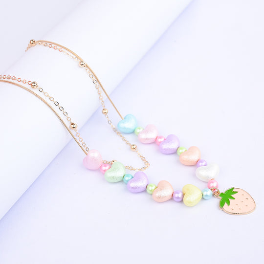 2-in-1 Chain Beads Strawberry Pendant Necklace