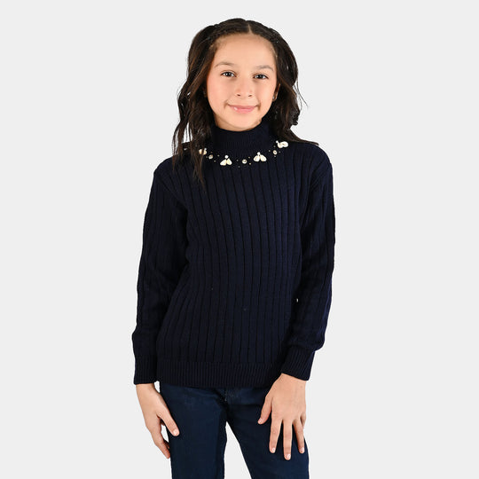 Girls F/S Sweater Murex-NAVY