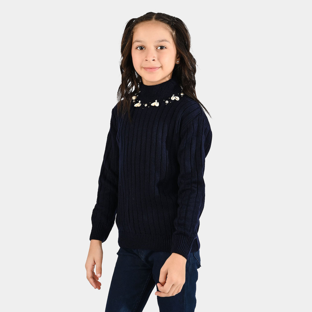 Girls F/S Sweater Murex-NAVY