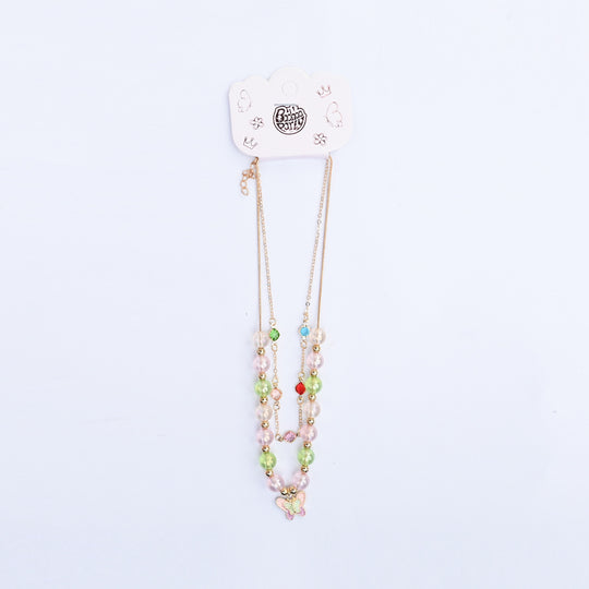 2-in-1 Chain Beads Butterfly Pendant Necklace