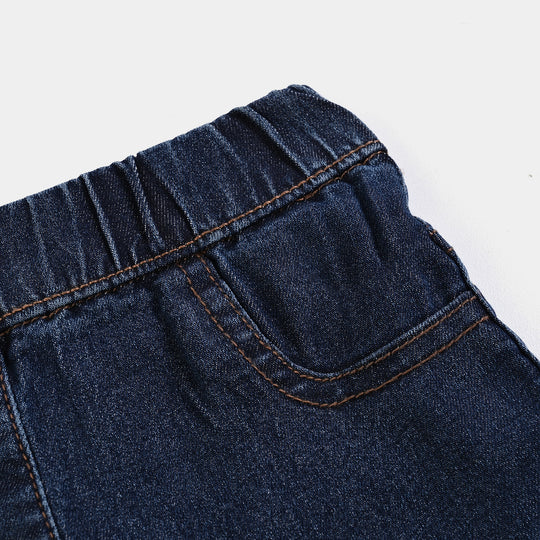 Girls Denim Stretch Jegging Basic-DARK BLUE