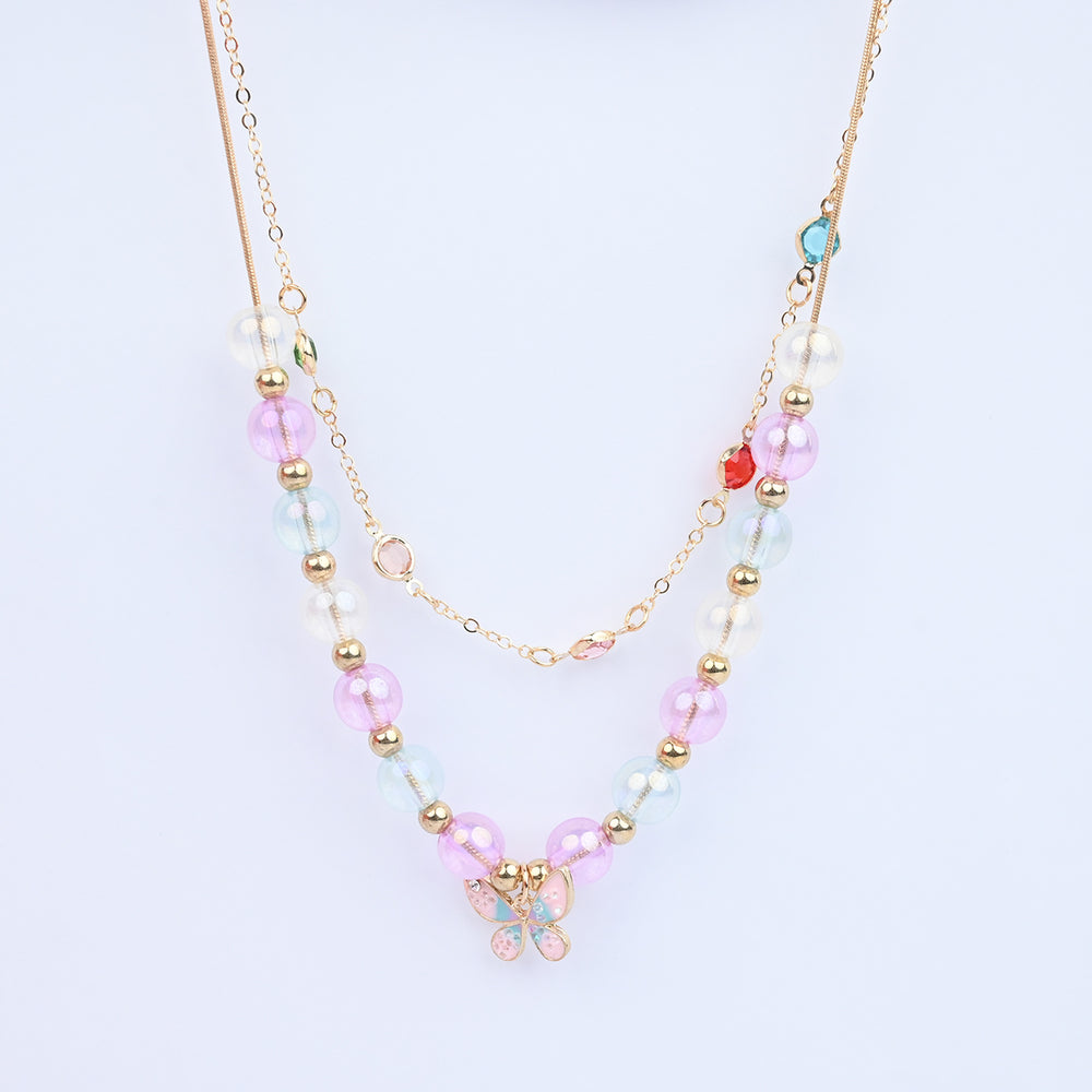 2-in-1 Chain Beads Heart Pendant Necklace