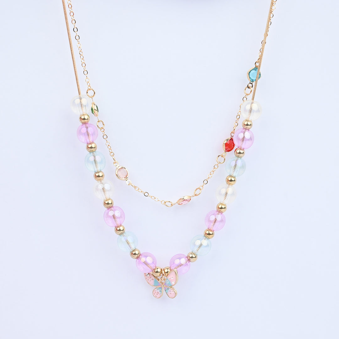 2-in-1 Chain Beads Heart Pendant Necklace