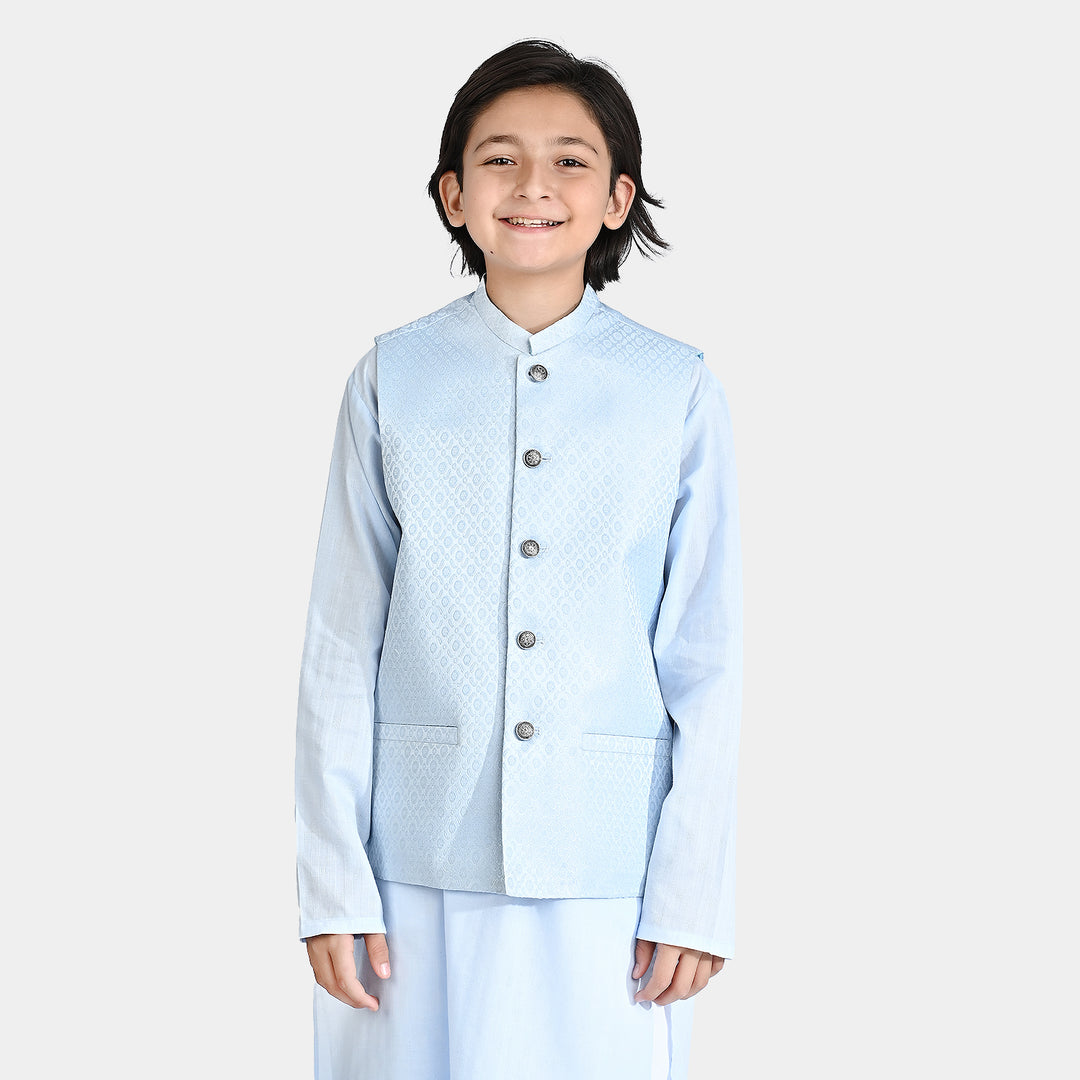 Boys Poly Viscose Waistcoat (BLENDED)-L/BLUE