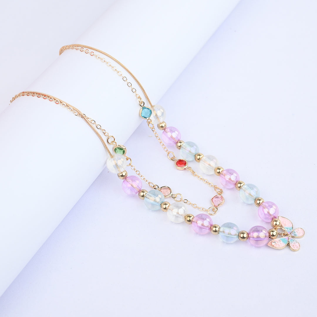 2-in-1 Chain Beads Heart Pendant Necklace