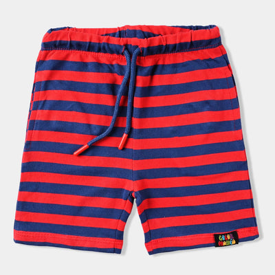 Infant Boys Cotton PK Knitted Short Athletic-F. Scarlet